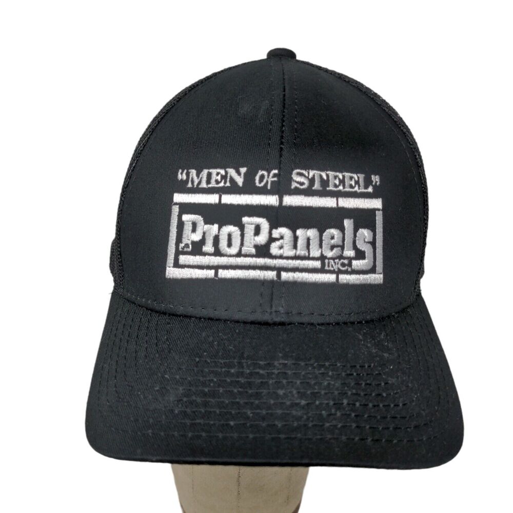 Pro Panels Inc Men Of Steel Black Strap Back Hat Outdoor Cap Platinum OSFA
